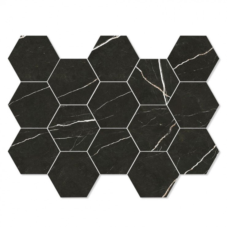 Marmor Mosaik Klinker Prestige Svart Polerad 33x23 cm-0